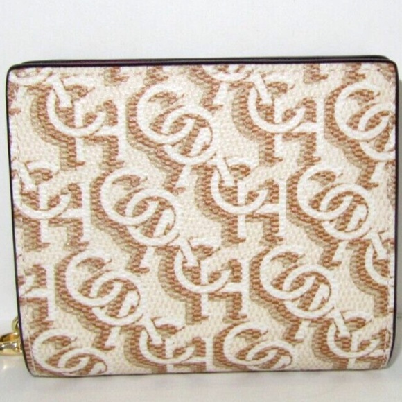 Coach Monogram Print Coated Canvas Snap Bifold Wallet w/ C Charm - Picture 1 of 11